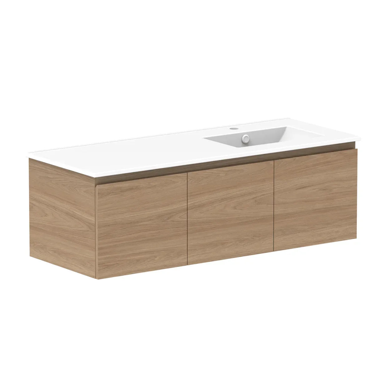 ADP Glacier Door and Drawer Slim Wall Hung Vanity - 1200mm / Ceramic Moulded Top / Right Hand Bowl