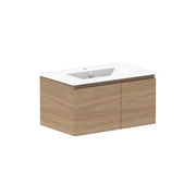 ADP Glacier Door and Drawer Slim Wall Hung Vanity - 750mm / Ceramic Moulded Top / Centre Bowl