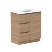 ADP Glacier Door and Drawer Trio Freestanding Vanity - 750mm / Ceramic Moulded Top / Right Hand Bowl