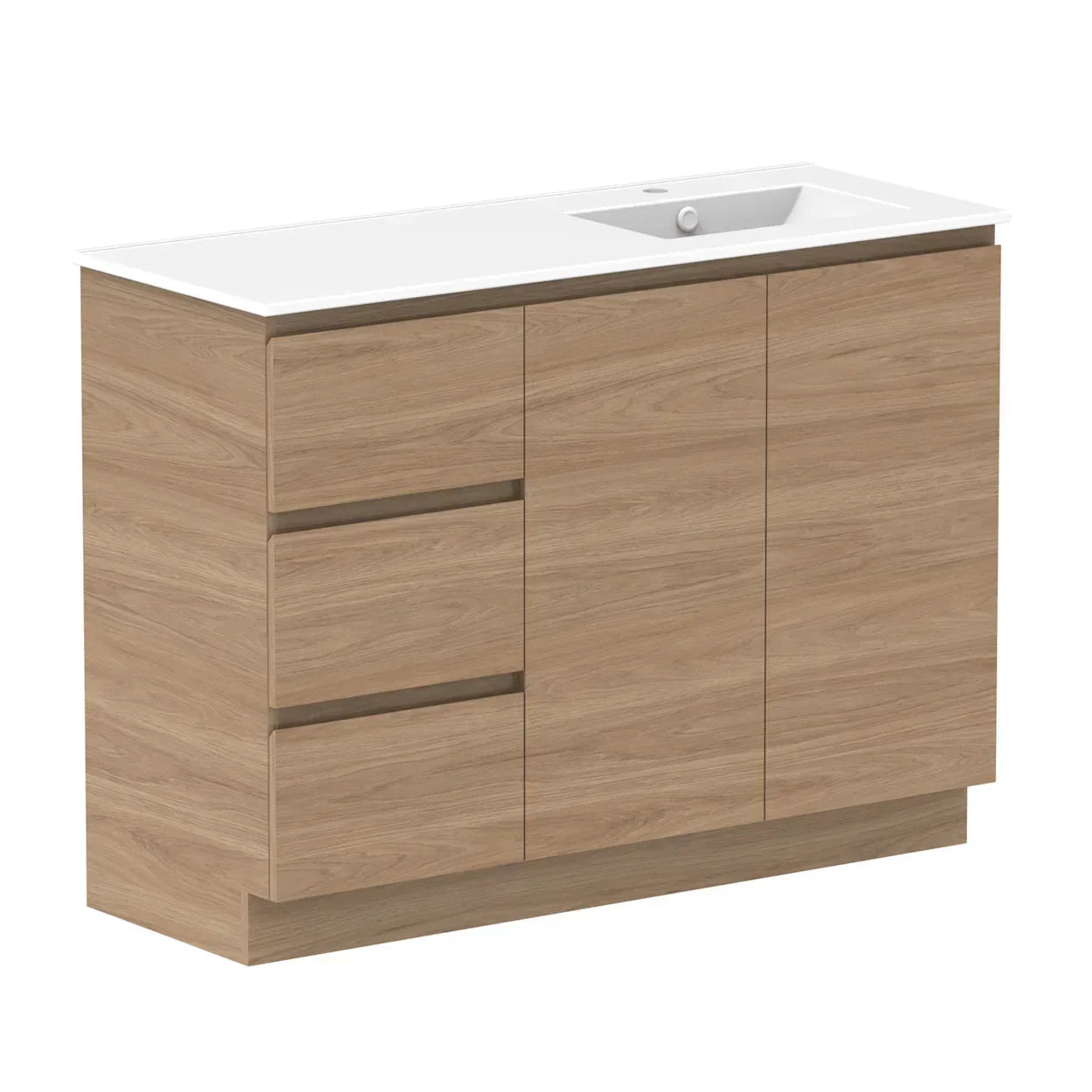 ADP Glacier Door and Drawer Trio Freestanding Vanity - 1200mm / Ceramic Moulded Top / Right Hand Bowl