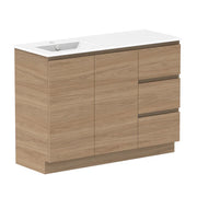 ADP Glacier Door and Drawer Trio Freestanding Vanity - 1200mm / Ceramic Moulded Top / Left Hand Bowl