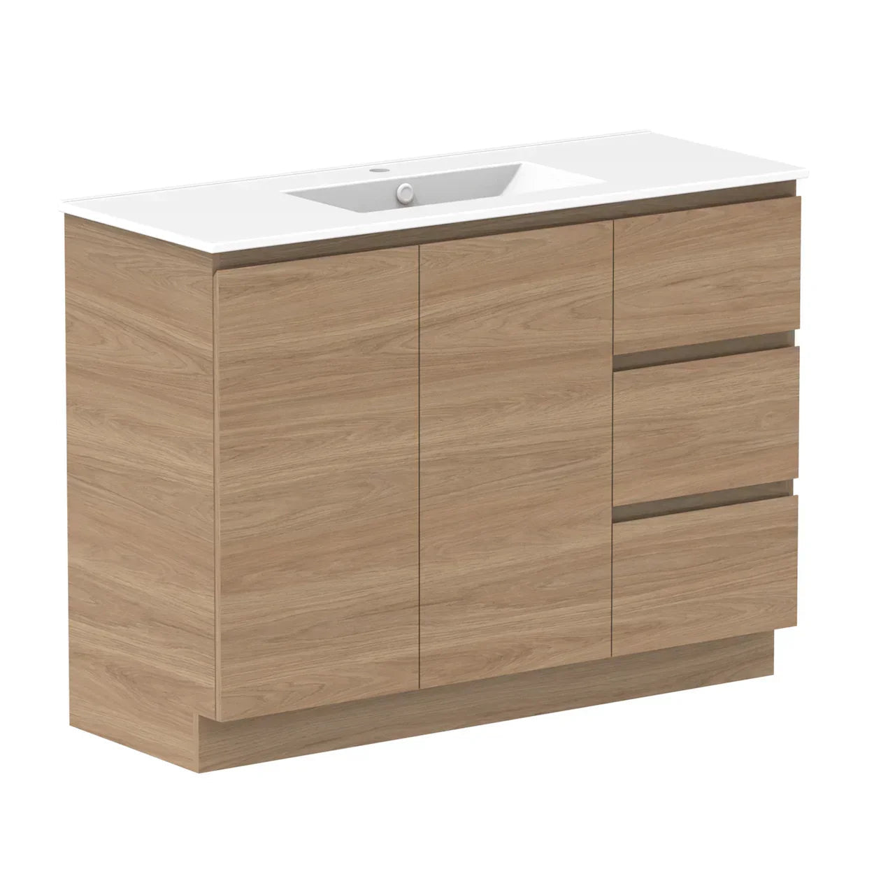 ADP Glacier Door and Drawer Trio Freestanding Vanity - 1200mm / Ceramic Moulded Top / Centre Bowl