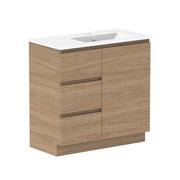 ADP Glacier Door and Drawer Trio Freestanding Vanity - 900mm / Ceramic Moulded Top / Right Hand Bowl