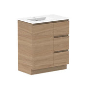 ADP Glacier Door and Drawer Trio Freestanding Vanity - 750mm / Ceramic Moulded Top / Left Hand Bowl