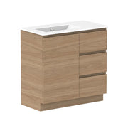ADP Glacier Door and Drawer Trio Freestanding Vanity - 900mm / Ceramic Moulded Top / Left Hand Bowl