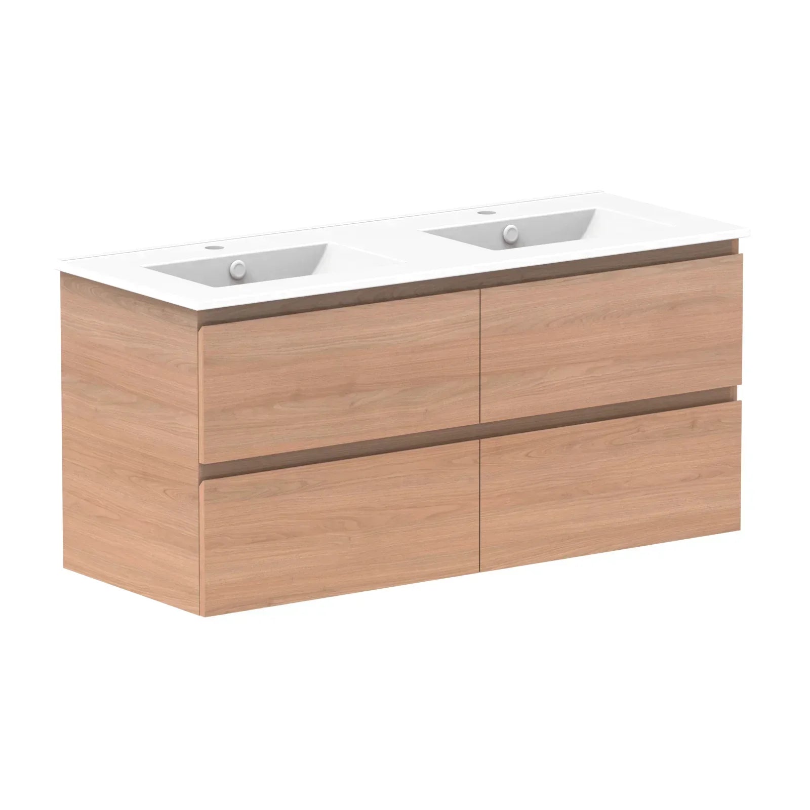 ADP Glacier All Drawer Twin Wall Hung Vanity - 1200mm / Ceramic Moulded Top / Double Bowl