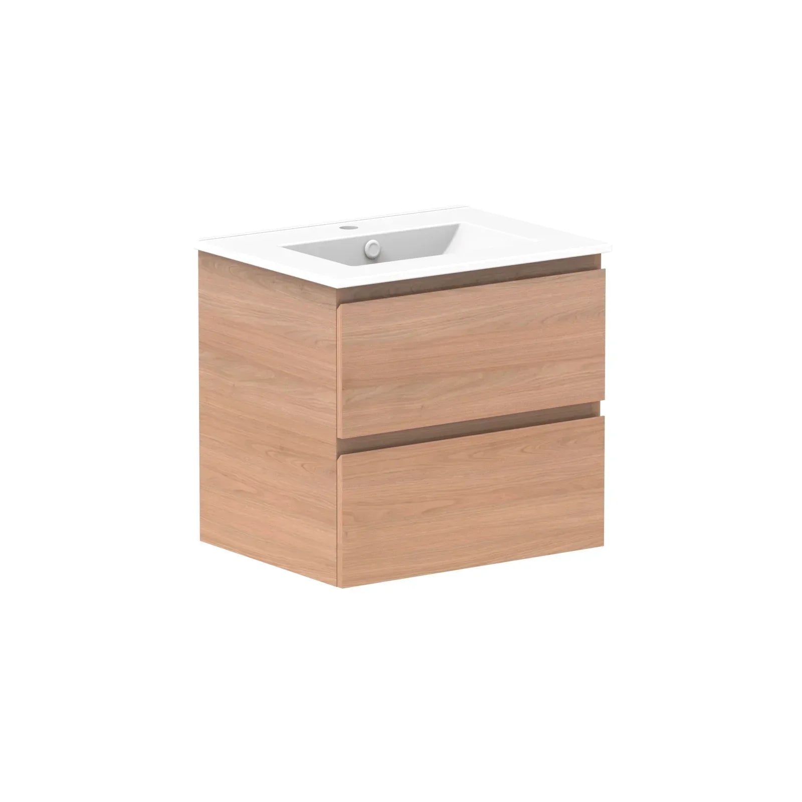 ADP Glacier All Drawer Twin Wall Hung Vanity - 600mm / Ceramic Moulded Top / Centre Bowl