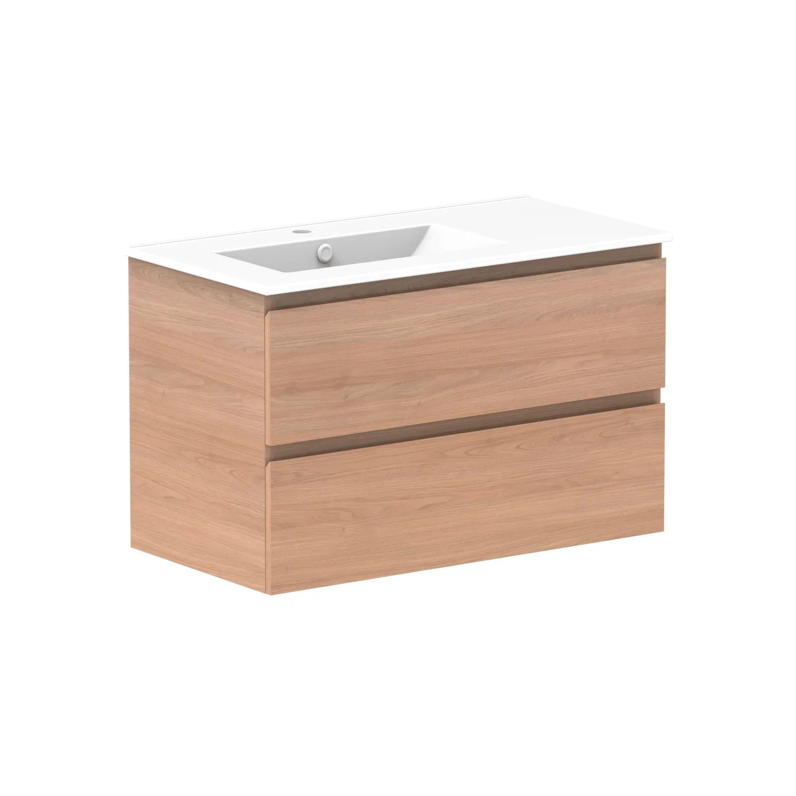 ADP Glacier Ceramic Twin Wall Hung Vanity All Drawers - Ideal Bathroom CentreGLLFAW0900WHLCE900mmLeft Hand BasinLite Fresh White Interior