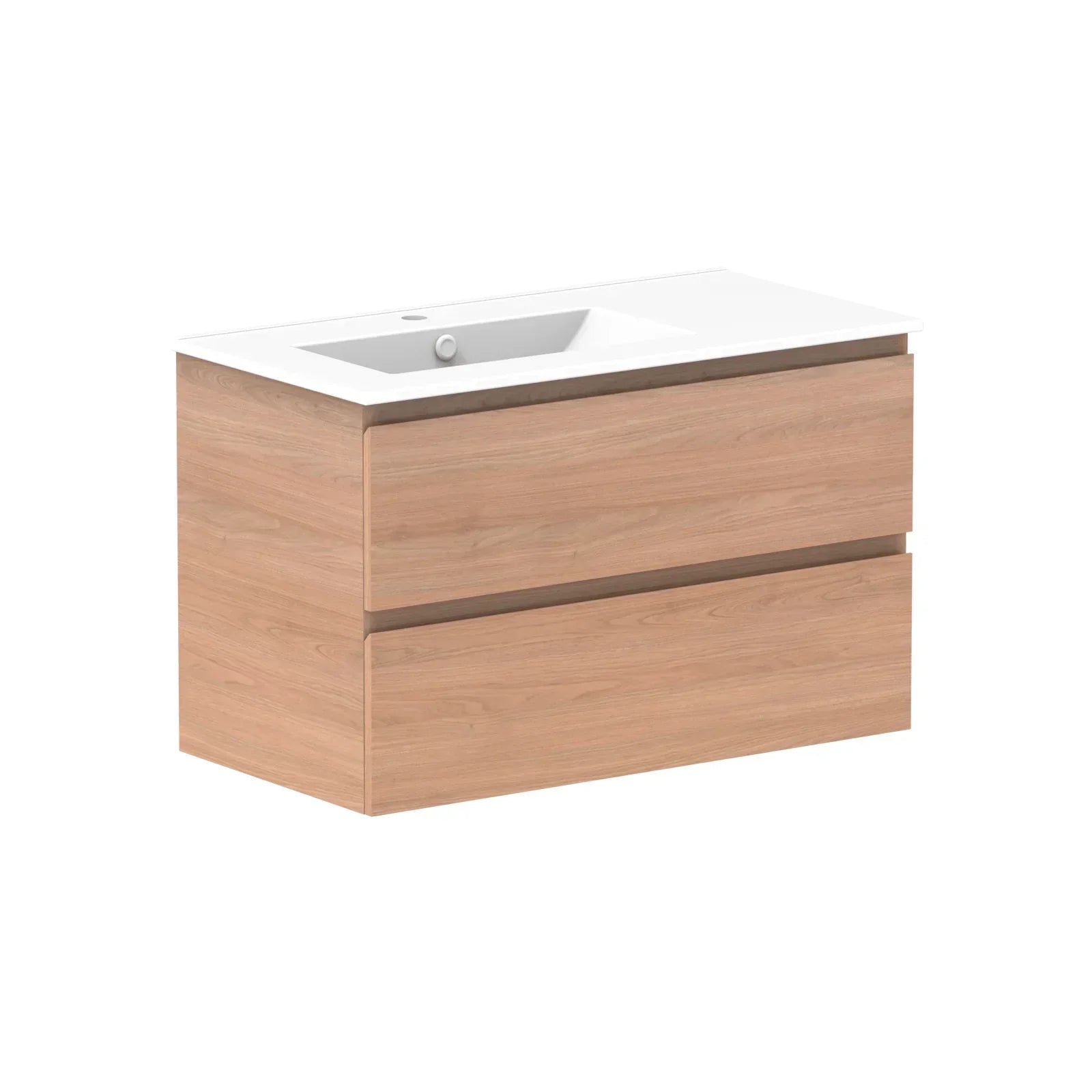 ADP Glacier All Drawer Twin Wall Hung Vanity - 900mm / Ceramic Moulded Top / Left Hand Bowl