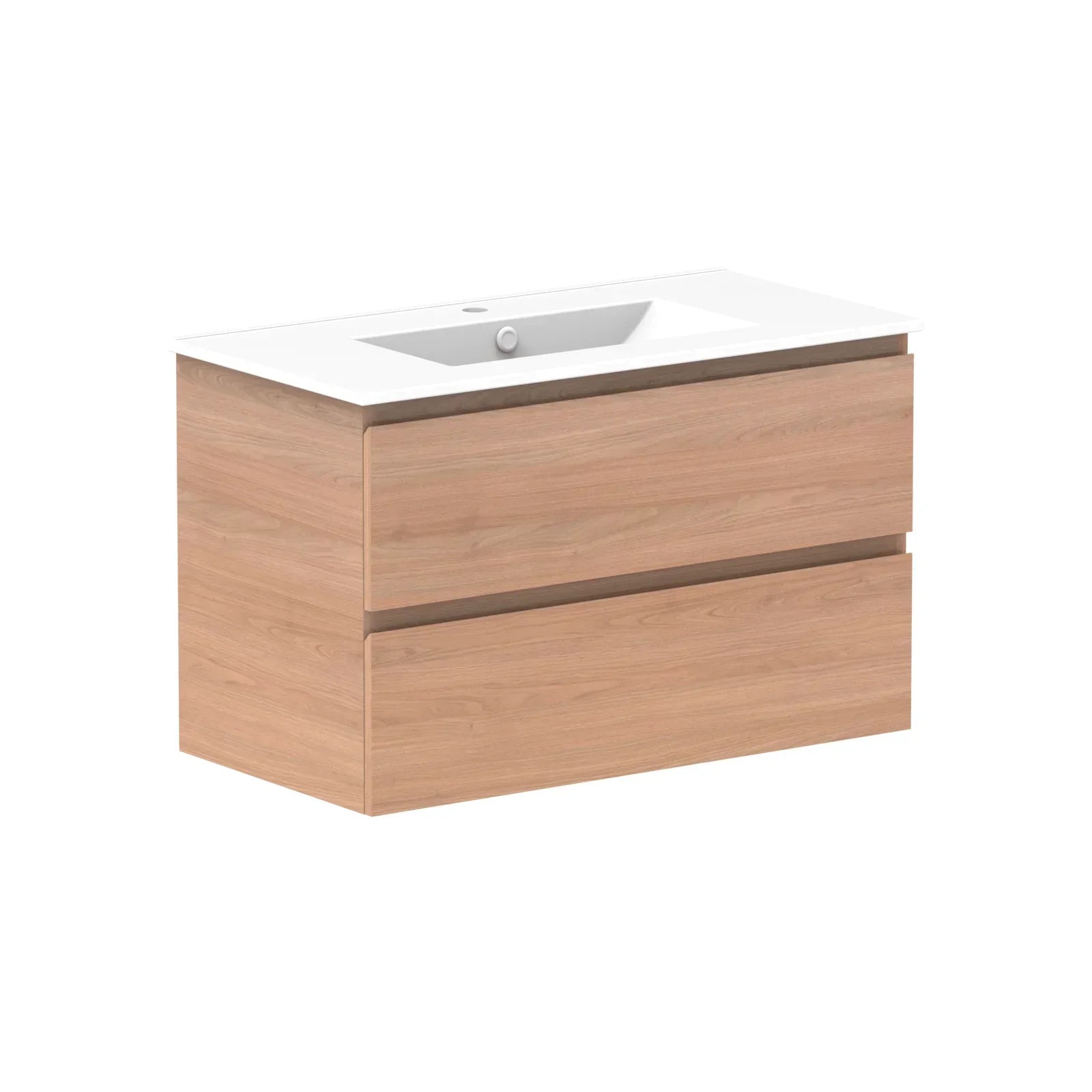 ADP Glacier All Drawer Twin Wall Hung Vanity - 900mm / Ceramic Moulded Top / Centre Bowl