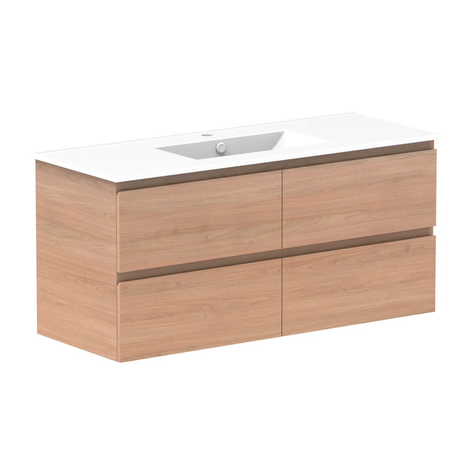 ADP Glacier All Drawer Twin Wall Hung Vanity - 1200mm / Ceramic Moulded Top / Centre Bowl