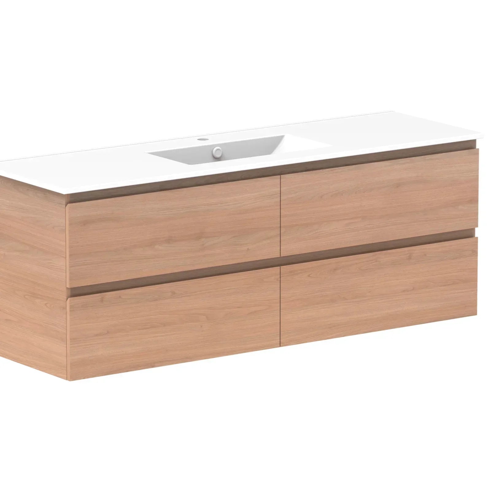 ADP Glacier All Drawer Twin Wall Hung Vanity - 1500mm / Ceramic Moulded Top / Centre Bowl