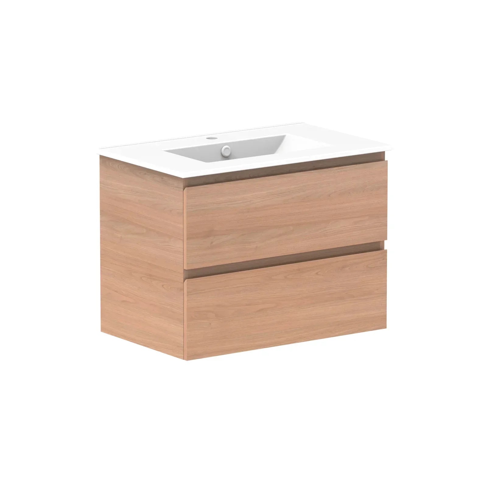 ADP Glacier All Drawer Twin Wall Hung Vanity - 750mm / Ceramic Moulded Top / Centre Bowl