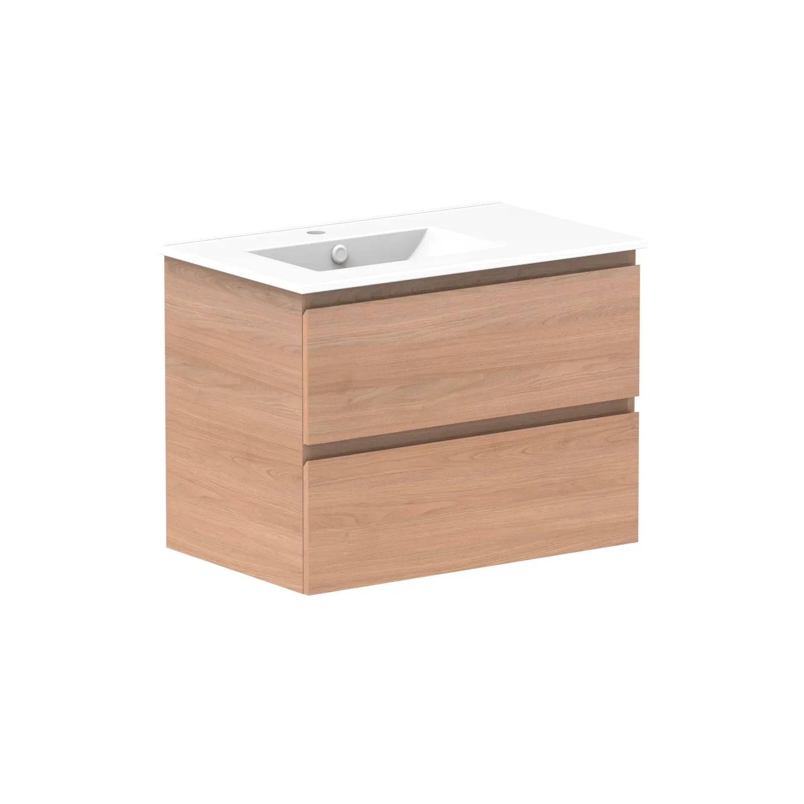ADP Glacier All Drawer Twin Wall Hung Vanity - 750mm / Ceramic Moulded Top / Left Hand Bowl