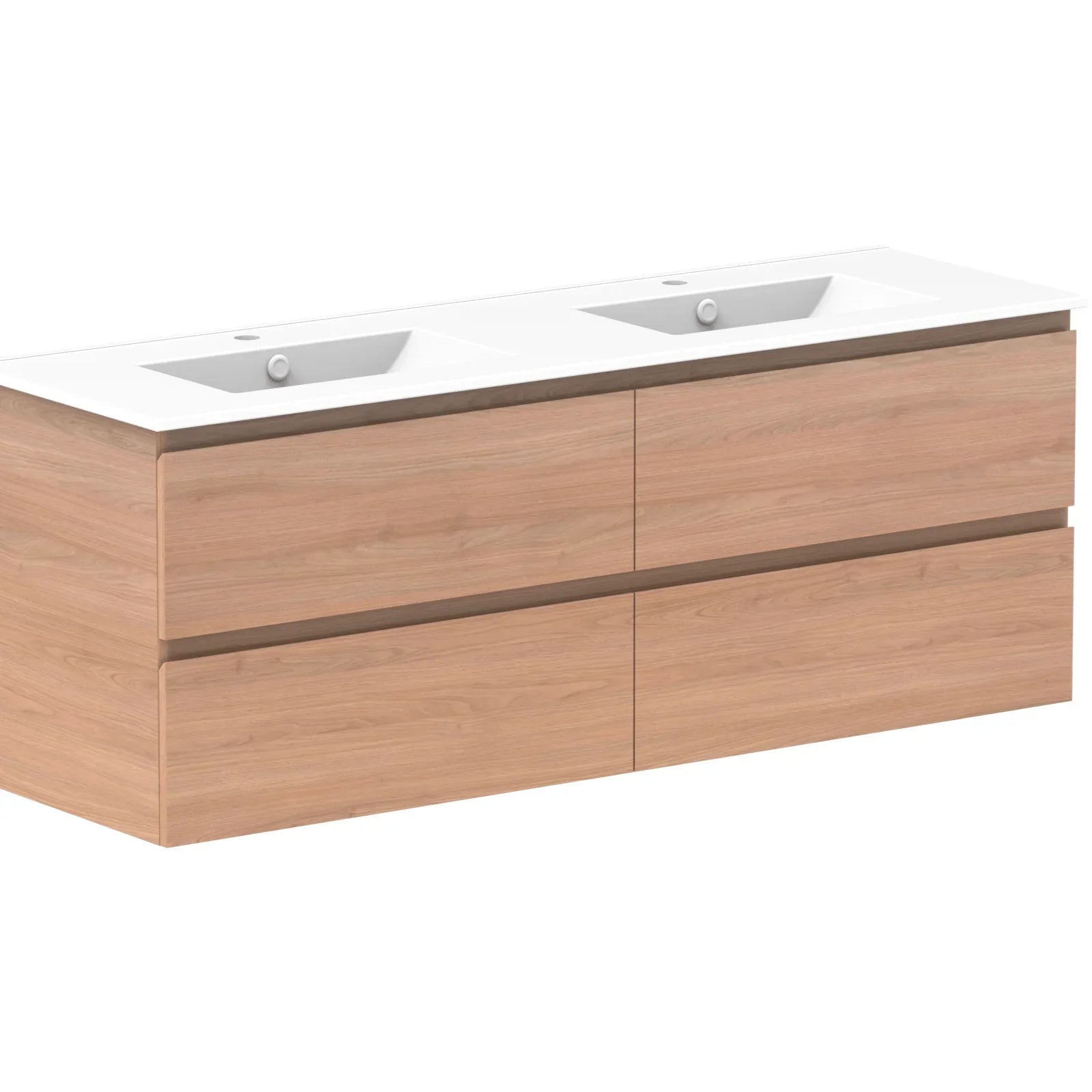 ADP Glacier Ceramic Twin Wall Hung Vanity All Drawers - Ideal Bathroom CentreGLLFAW1500WHDCE1500mmDouble Bowl BasinLite Fresh White Interior