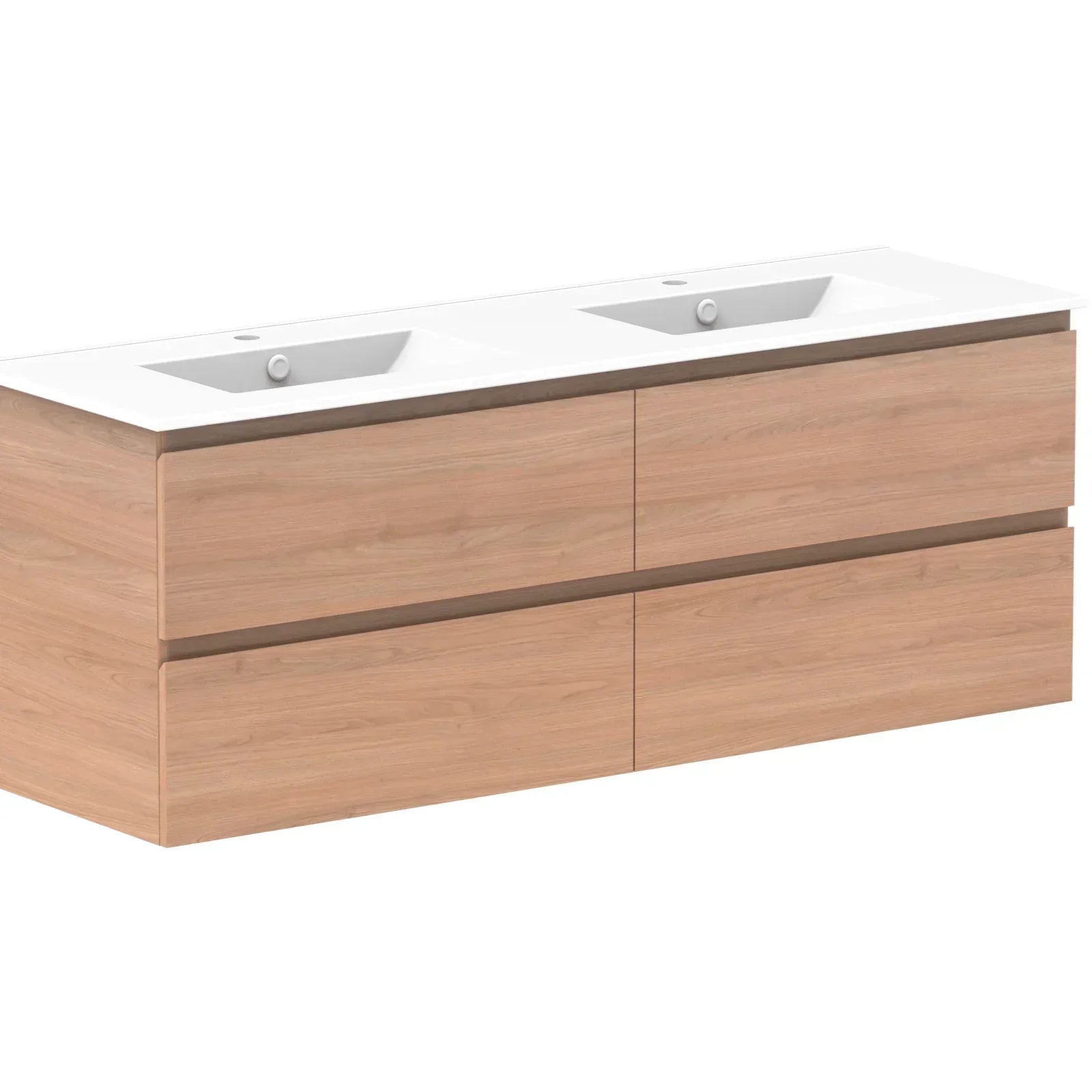 ADP Glacier All Drawer Twin Wall Hung Vanity - 1500mm / Ceramic Moulded Top / Double Bowl