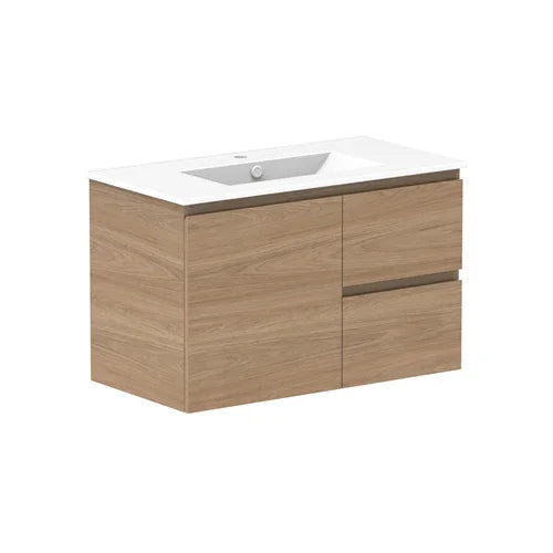 ADP Glacier Ceramic Twin Wall Hung Vanity Door & Drawers - Ideal Bathroom CentreGLLFCW0900WHCCP900mmCentre BasinLite Fresh White Interior