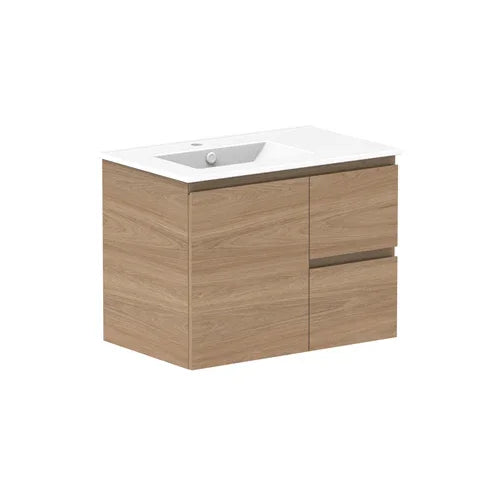 ADP Glacier Ceramic Twin Wall Hung Vanity Door & Drawers - Ideal Bathroom CentreGLLFCW0750WHLCP750mmLeft Hand BasinLite Fresh White Interior