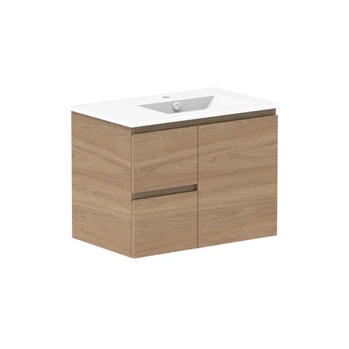 ADP Glacier Ceramic Twin Wall Hung Vanity Door & Drawers - Ideal Bathroom CentreGLLFCW0750WHRCP750mmRight Hand BasinLite Fresh White Interior