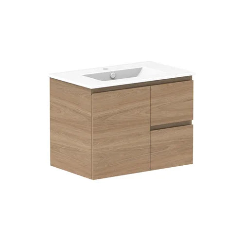 ADP Glacier Ceramic Twin Wall Hung Vanity Door & Drawers - Ideal Bathroom CentreGLLFCW0750WHCCE750mmCentre BasinLite Fresh White Interior