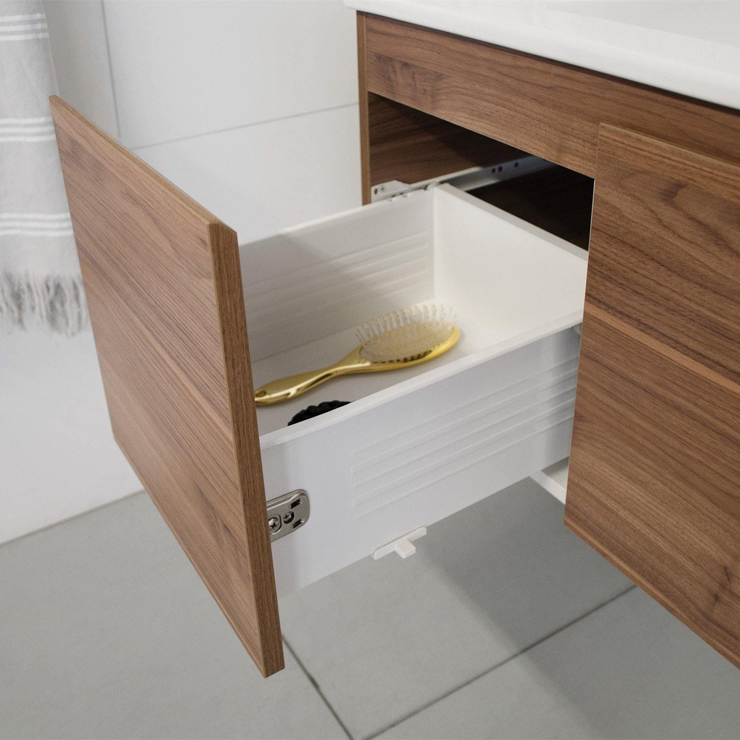 ADP Glacier Ceramic Twin Wall Hung Vanity Door & Drawers - Ideal Bathroom CentreGLLFCW0750WHCCE750mmCentre BasinLite Fresh White Interior