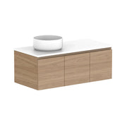 ADP Glacier Door and Drawer Slim Wall Hung Vanity - 1050mm / Stone Benchtop / Left Hand Bowl