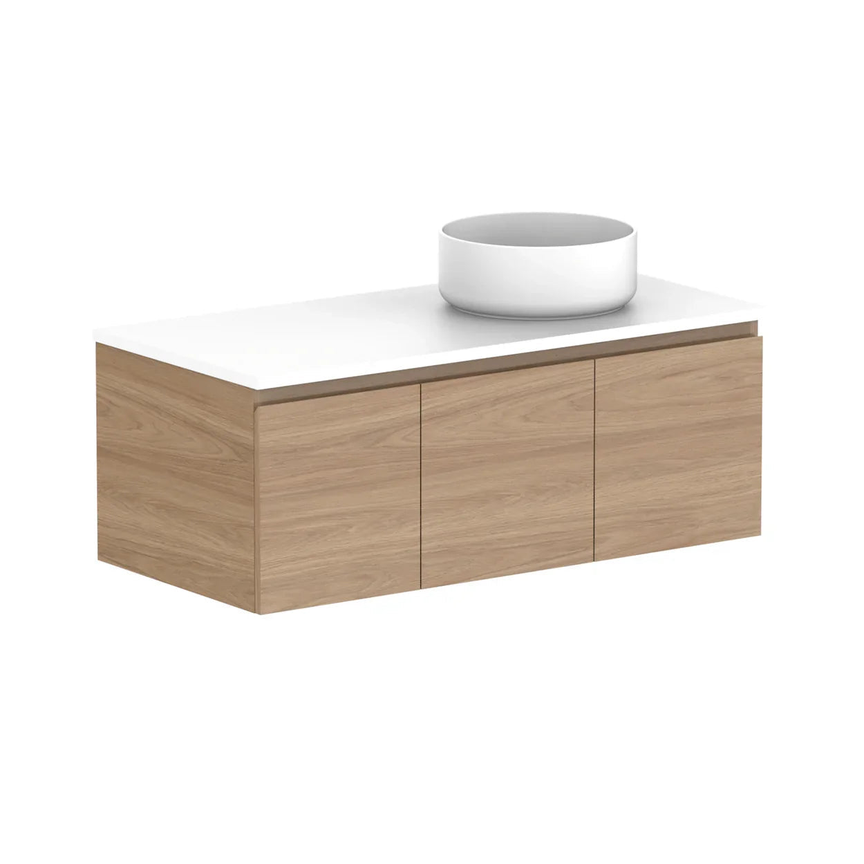 ADP Glacier Door and Drawer Slim Wall Hung Vanity - 1050mm / Stone Benchtop / Right Hand Bowl