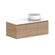 ADP Glacier Door and Drawer Slim Wall Hung Vanity - 1050mm / Stone Benchtop / Right Hand Bowl