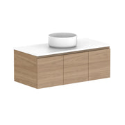 ADP Glacier Door and Drawer Slim Wall Hung Vanity - 1050mm / Stone Benchtop / Centre Bowl