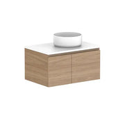 ADP Glacier Door and Drawer Slim Wall Hung Vanity - 750mm / Stone Benchtop / Right Hand Bowl