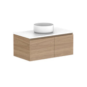 ADP Glacier Door and Drawer Slim Wall Hung Vanity - 900mm / Stone Benchtop / Centre Bowl