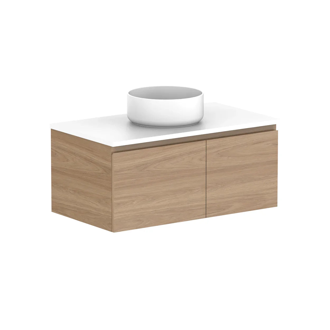 ADP Glacier Door and Drawer Slim Wall Hung Vanity - 900mm / Stone Benchtop / Centre Bowl