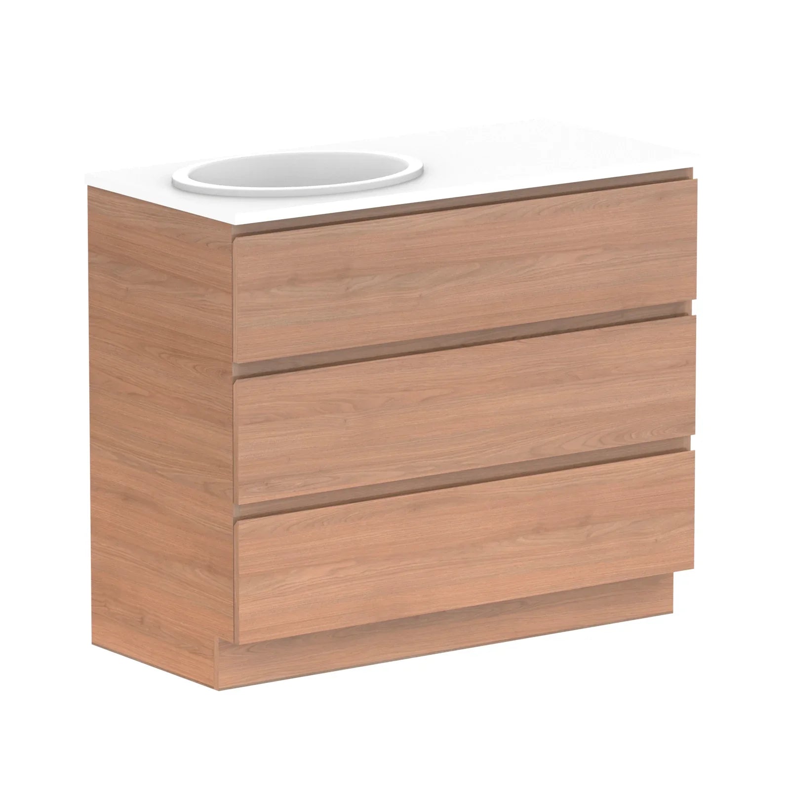 ADP Glacier Trio Custom 600 - 2400mm Freestanding Vanity All Drawer - Ideal Bathroom CentreGLLFAW1050WKLCP901 - 1050mmLeft Hand BasinLite Fresh White Interior