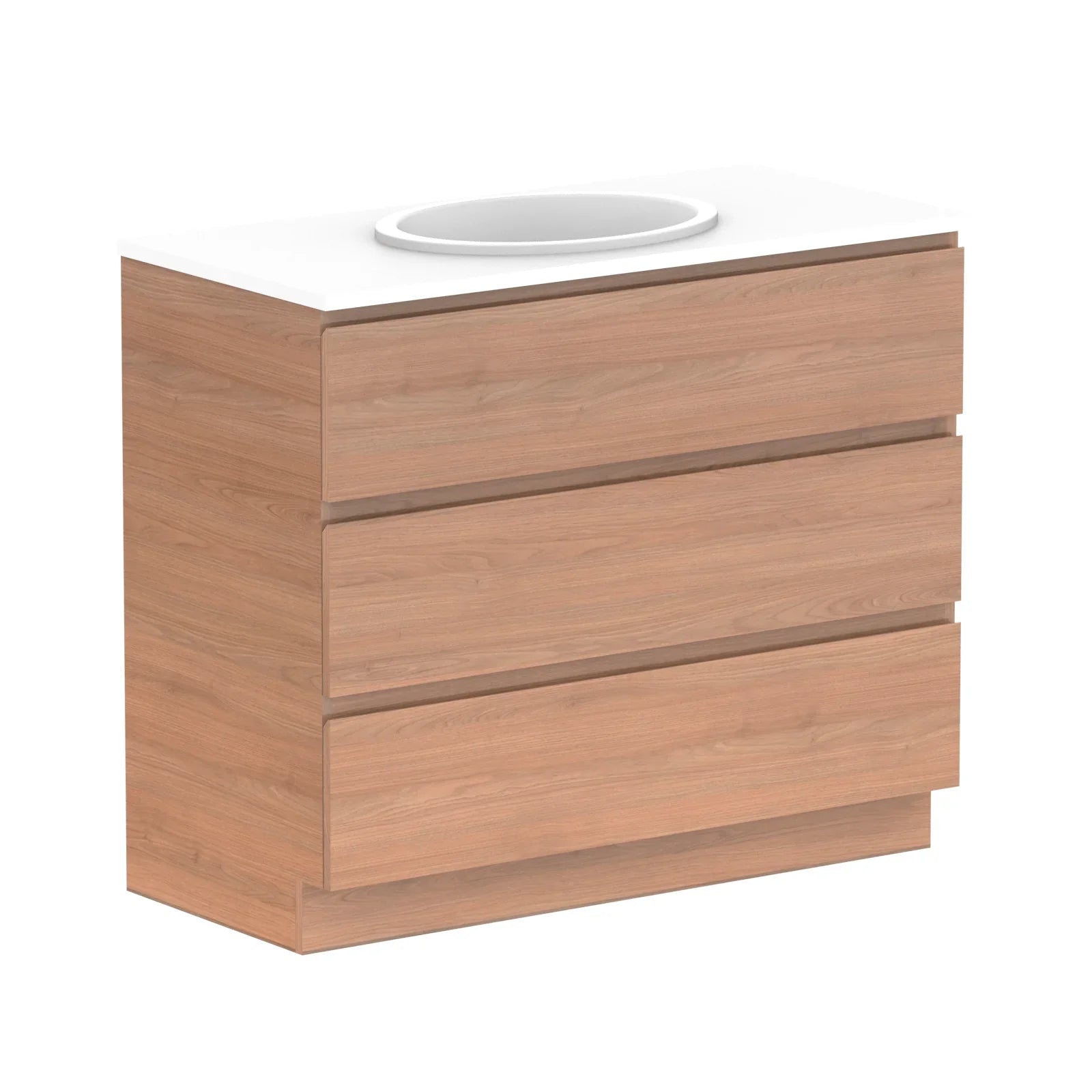 ADP Glacier Trio Custom 600 - 2400mm Freestanding Vanity All Drawer - Ideal Bathroom CentreGLLFAW1050WKCCP901 - 1050mmCentre BasinLite Fresh White Interior