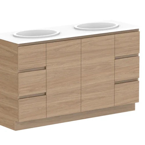 ADP Glacier Trio Custom 600-2400mm Freestanding Vanity Door & Drawer - 1201-1500mm / Double Bowl Basin