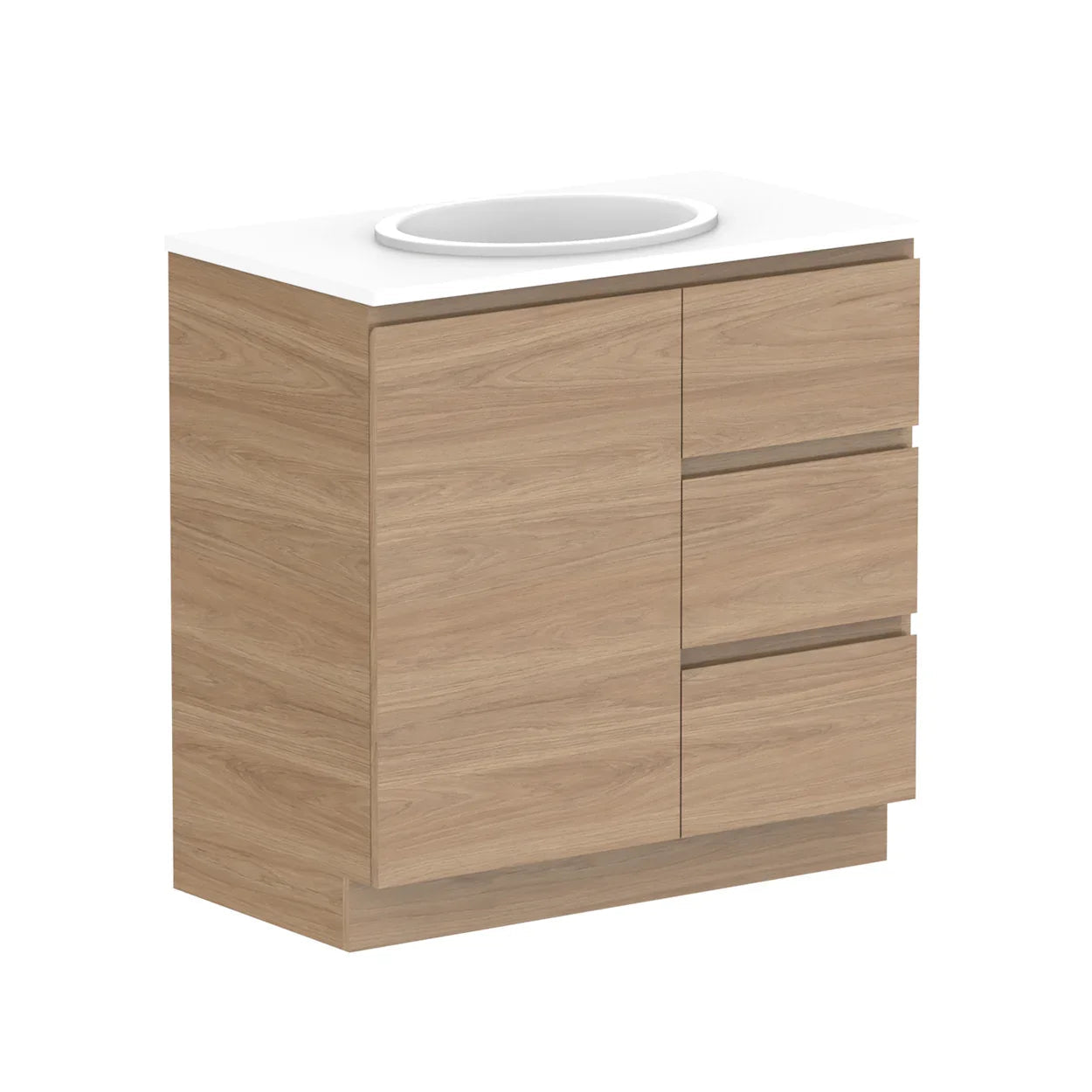 ADP Glacier Trio Custom 600-2400mm Freestanding Vanity Door & Drawer - 751-900mm / Centre Basin