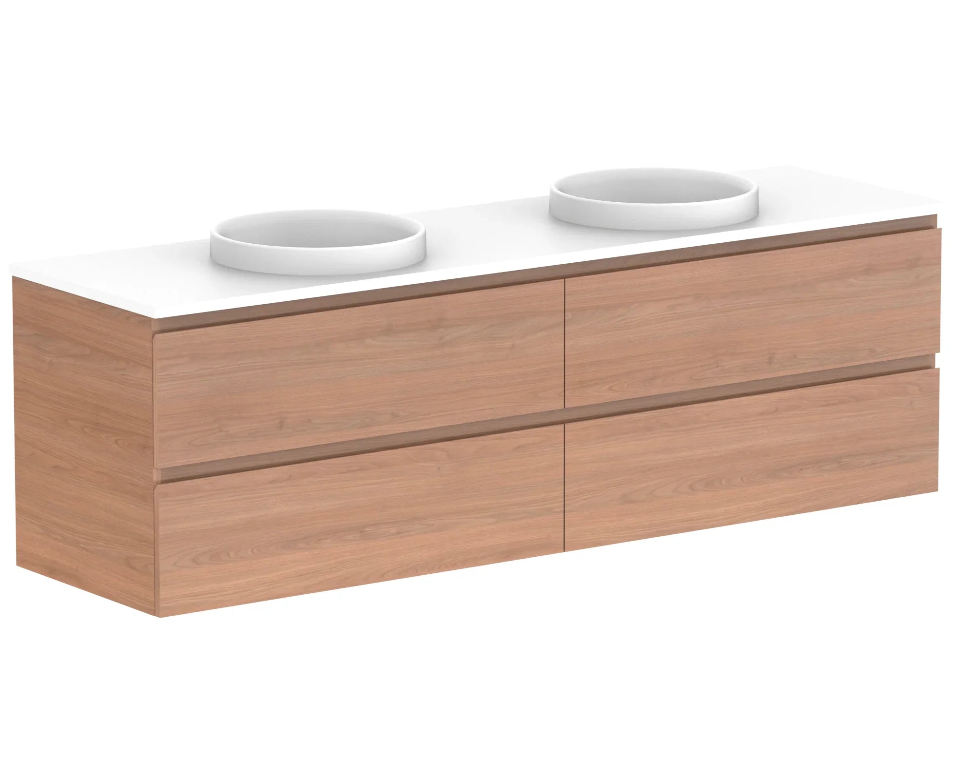 ADP Glacier Twin Custom 600 - 2400mm Wall Hung Vanity All Drawer - Ideal Bathroom CentreGLLFAW1800WHDCP1501 - 1800mmDouble Bowl BasinLite Fresh White Interior