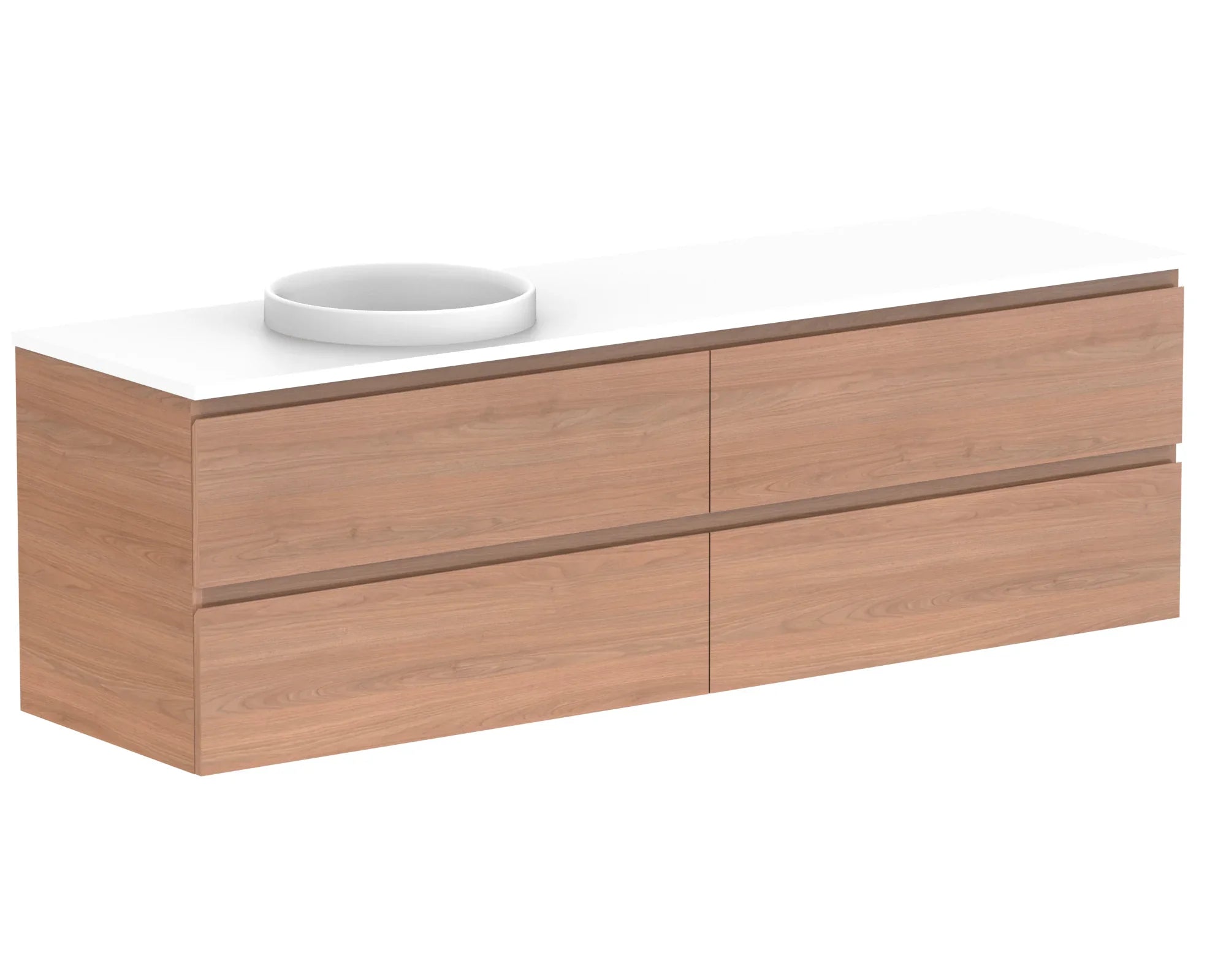 ADP Glacier Twin Custom 600 - 2400mm Wall Hung Vanity All Drawer - Ideal Bathroom CentreGLLFAW1800WHLCP1501 - 1800mmLeft Hand BasinLite Fresh White Interior