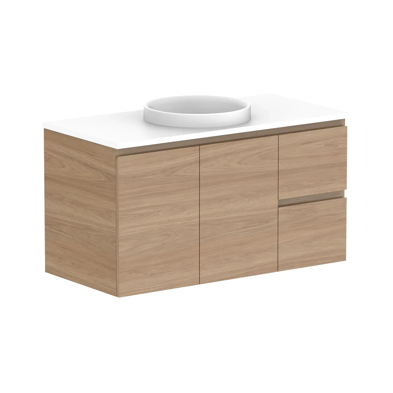 ADP Glacier Twin Custom 600 - 2400mm Wall Hung Vanity Door & Drawer - Ideal Bathroom CentreGLLFCW1050WHCCP901 - 1050mmCentre BasinLite Fresh White Interior