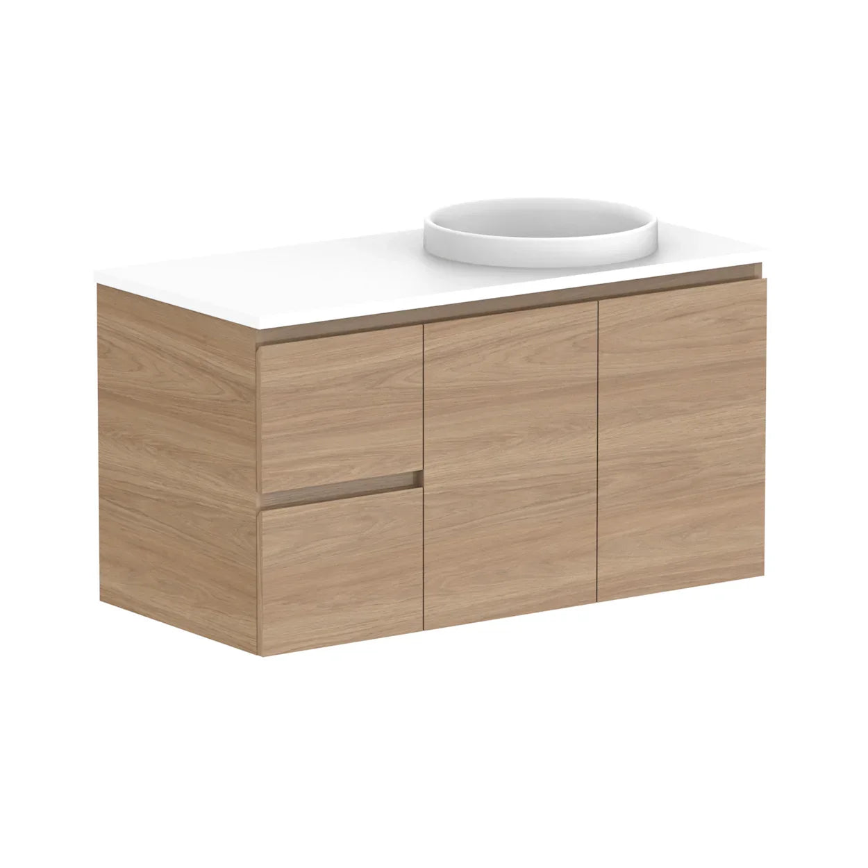 ADP Glacier Twin Custom 600 - 2400mm Wall Hung Vanity Door & Drawer - Ideal Bathroom CentreGLLFCW1050WHRCP901 - 1050mmRight Hand BasinLite Fresh White Interior