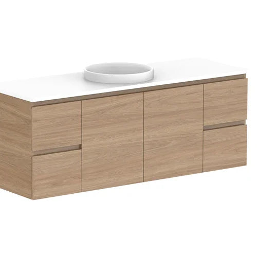 ADP Glacier Twin Custom 600 - 2400mm Wall Hung Vanity Door & Drawer - Ideal Bathroom CentreGLLFCW1500WHCCP1201 - 1500mmCentre BasinLite Fresh White Interior