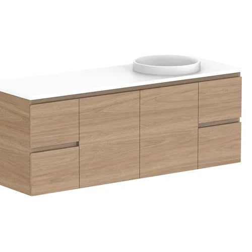 ADP Glacier Twin Custom 600 - 2400mm Wall Hung Vanity Door & Drawer - Ideal Bathroom CentreGLLFCW1500WHRCP1201 - 1500mmRight Hand BasinLite Fresh White Interior