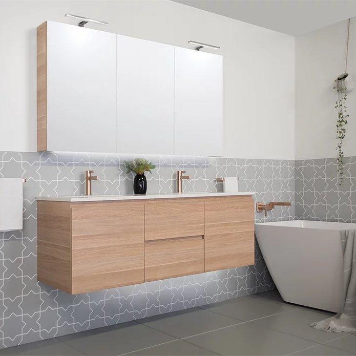 ADP Glacier Twin Custom 600 - 2400mm Wall Hung Vanity Door & Drawer - Ideal Bathroom CentreGLLFCW0750WHCCP600 - 750mmCentre BasinLite Fresh White Interior