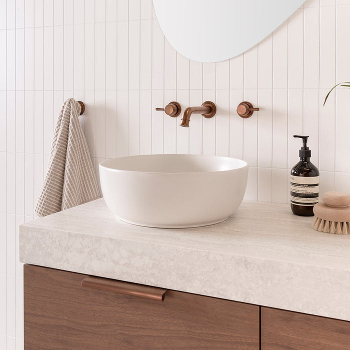 ADP Glam Round Ceramic Above Counter Basin - Matte Pearl - Ideal Bathroom CentreTOPCGLR390MW