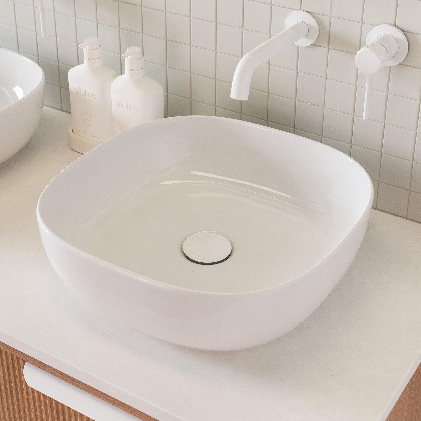 ADP Glam Square Ceramic Above Counter Basin - Gloss White - Ideal Bathroom CentreTOPCGLS400GW