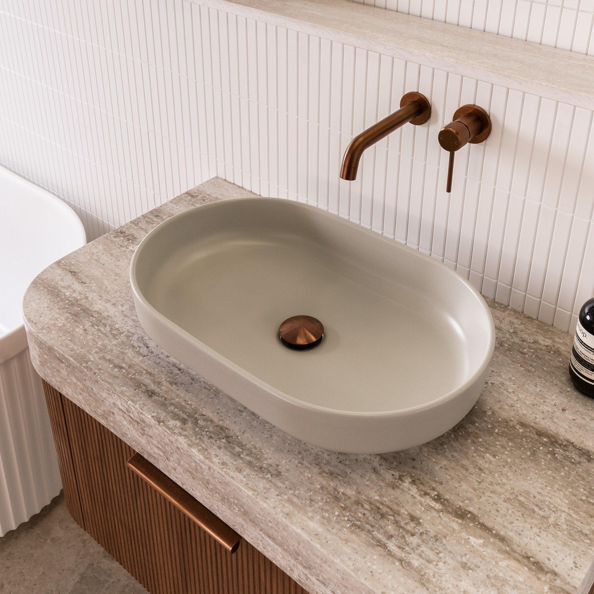 ADP Marilyn Ceramic Above Counter Basin - Matte Concrete - Ideal Bathroom CentreTOPCMAL550MC