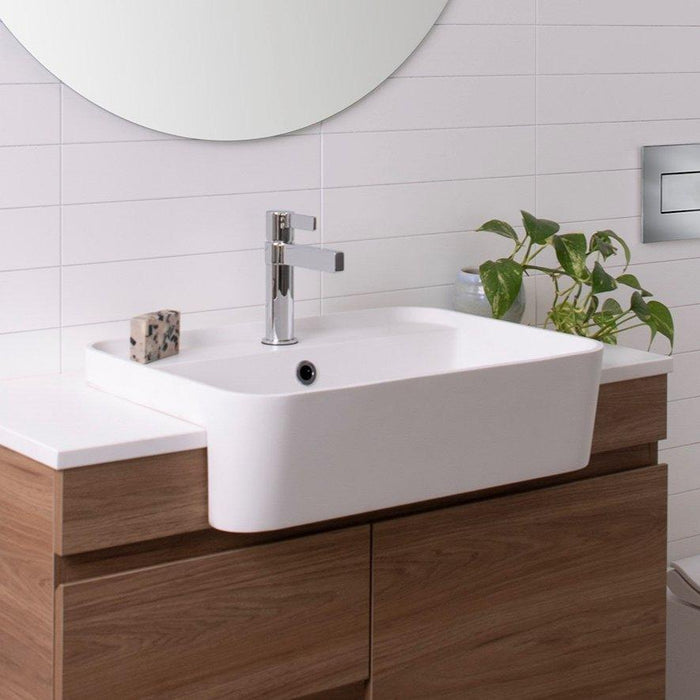 ADP Miya Solid Surface Semi - Recessed Basin - Matte White - Ideal Bathroom CentreTOPSMISR55WM