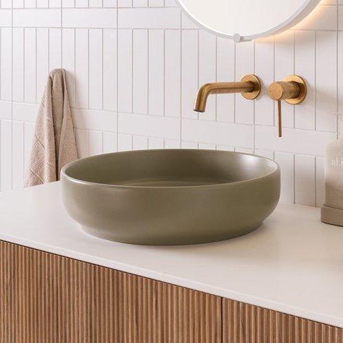ADP Monroe Ceramic Above Counter Basin - Matte Olive - Ideal Bathroom CentreTOPCMNR400MO