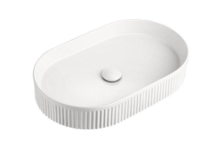 ADP Pill Fluted Ceramic Above Counter Basin - Matte White - Ideal Bathroom CentreTOPCPFL5836MW