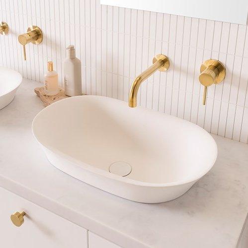 ADP Rise Cast Marble Semi Inset Basin - Matte White - Ideal Bathroom CentreTOPPRIS5636MW